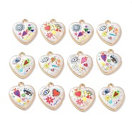 Rack Plating Alloy Enamel Pendants, Evil Eye Heart Charms with Resin, Light Gold, Mixed Color, 18.5x15.5x3mm, Hole: 2mm(FIND-E043-02KCG)