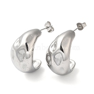 304 Stainless Steel Teardrop Stud Earrings, Stainless Steel Color, 26x15mm(EJEW-K244-39P)