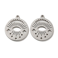 316L Surgical Stainless Steel Pendants, Laser Cut, Flat Round Charm, Eye, 17x15x1mm, Hole: 1.2mm(STAS-F302-10P-02)