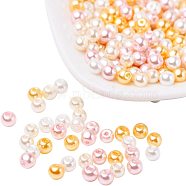 Barely Pink Mix Pearlized Glass Pearl Beads, Mixed Color, 4mm, Hole: 1mm, about 400pcs/box(HY-PH0006-4mm-01)