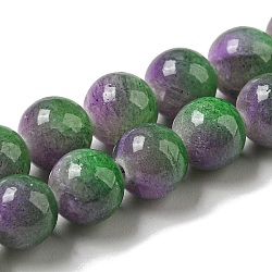 Dyed Natural Jade Beads Strands, Round, Lime Green, 8mm, Hole: 1.2mm, about 49pcs/strand, 15.55 inch(39.5cm)(G-F764-02F)