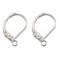 France Earring Hoop, 304 Stainless Steel, Leverback Earring Findings, Stainless Steel Color, 15x10x2mm, Hole: 1.5mm(STAS-H010)