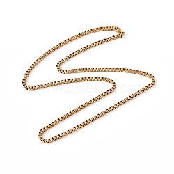 201 Stainless Steel Box Chain Necklace for Men Women, Real 18K Gold Plated, 23.62 inch(60cm)(NJEW-P268-A41-2X5)