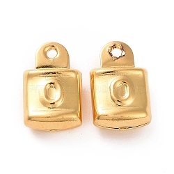 304 Stainless Steel Pendants, Lock with Letter.O Charms, Golden, 11.5x7x4mm, Hole: 0.8mm(STAS-D243-13G)