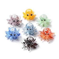Handmade Lampwork Beads, with Enamel, Octopus, Mixed Color, 13.5~15x20.5~24.5x21.5~24.5mm, Hole: 1.6~2mm(LAMP-H065-03)