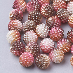 Imitation Pearl Acrylic Beads, Berry Beads, Combined Beads, Rainbow Gradient Mermaid Pearl Beads, Round, Saddle Brown, 10mm, Hole: 1mm, about 200pcs/bag(OACR-T004-10mm-19)