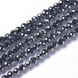 Terahertz Stone Beads Strands, Faceted, Round, 3~3.5x2.5~3mm, Hole: 0.3mm, about 114~141pcs/strand, 15.1~16.4 inch(38.4~41.8cm)(G-F596-37-3mm)