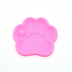 Dog Paw Prints Keychain Silicone Molds, Resin Casting Pendant Molds, For UV Resin, Epoxy Resin Jewelry Making, Pink, 81x84x6mm, Hole: 9x10.5mm(DIY-WH0176-41)