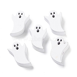 Printed Wood Beads, Halloween Theme Beads, White, Ghost, 25x17x7mm, Hole: 2mm(WOOD-Z002-15C)