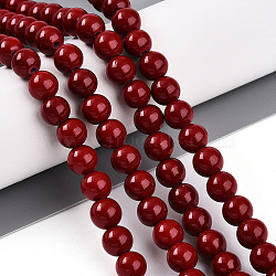 Synthetic Turquoise Beads Strands, Round, Red, 6~7mm, Hole: 1.2mm, about 65pcs/strand, 15.75 inch(40cm)(G-A255-A04-02A)