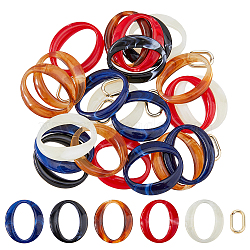 75Pcs Acrylic Imitation Gemstone Style Linking Rings, with 75Pcs CCB Plastic Quick Link Connector, Oval, Mixed Color, 19~39.5x12~34.5x4.5~6.5mm, Inner Diameter: 7~18.5x14~33mm(OACR-FH0001-046)