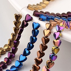 Electroplate Non-magnetic Synthetic Hematite Bead Strands, Heart, Mixed Color, 10x10x3mm, Hole: 1mm, about 44pcs/strand, 15.7 inch(G-F300-22C)