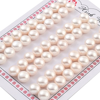 Grade 6A Natural Cultured Freshwater Pearl Beads, Half Drilled, Half Round Beads, White, 9~9.5x7mm, Hole: 1mm