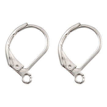 France Earring Hoop, 304 Stainless Steel, Leverback Earring Findings, Stainless Steel Color, 15x10x2mm, Hole: 1.5mm