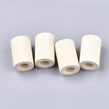 Unfinished Wood Beads, Natural Wooden Beads, Column, Old Lace, 30x19~20mm, Hole: 9.5~10mm