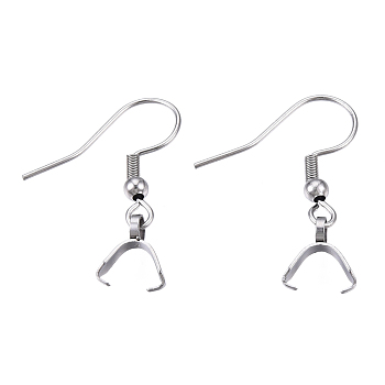 304 Stainless Steel Hooks, Ear Wire, with Ice Pick Pinch Bails, Stainless Steel Color, 27x20mm, 21 Gauge, Pin: 0.7mm