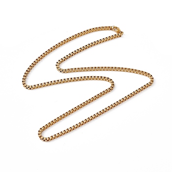 201 Stainless Steel Box Chain Necklace for Men Women, Real 18K Gold Plated, 23.62 inch(60cm)