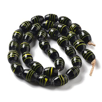 Handmade Lampwork Beads, Barrel, Black, 19x14mm, Hole: 2mm, about 36pcs/strand, 26.38''(67cm)