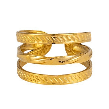 304 Stainless Steel Cuff Open Rings for Women, Golden, 14mm, US Size 8 3/4(18.7mm)