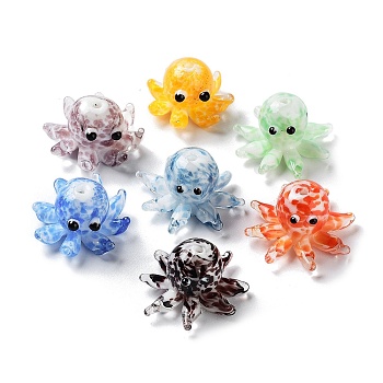 Handmade Lampwork Beads, with Enamel, Octopus, Mixed Color, 13.5~15x20.5~24.5x21.5~24.5mm, Hole: 1.6~2mm