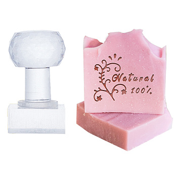Clear Acrylic Soap Stamps with Big Handles, DIY Soap Molds Supplies, Flower, 60x32x38mm, Pattern: 35x29mm