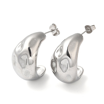 304 Stainless Steel Teardrop Stud Earrings, Stainless Steel Color, 26x15mm