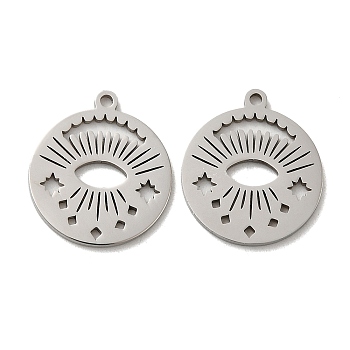 316L Surgical Stainless Steel Pendants, Laser Cut, Flat Round Charm, Eye, 17x15x1mm, Hole: 1.2mm