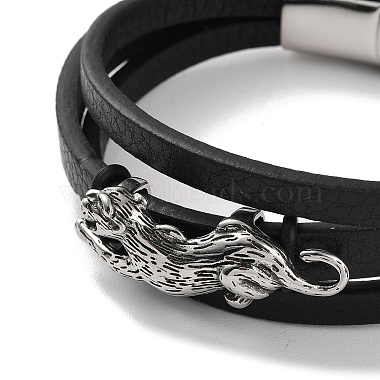 Men's Black PU Leather Cord Multi-Strand Bracelets(BJEW-K243-24AS)-2