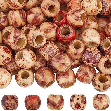 3 Bags Printed Wooden Dyed Beads(WOOD-SC0002-20)-1