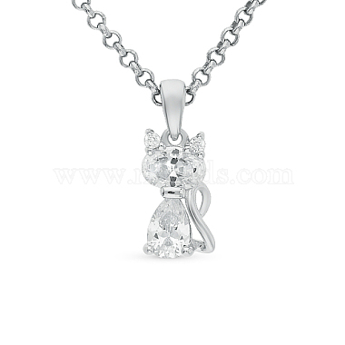 Clear Cat Shape Sterling Silver Necklaces