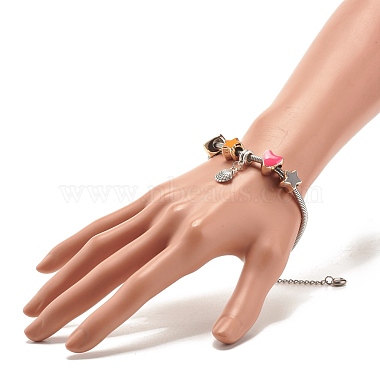 304 Stainless Steel European Round Snake Chains Bracelets for Women(BJEW-JB07492)-3