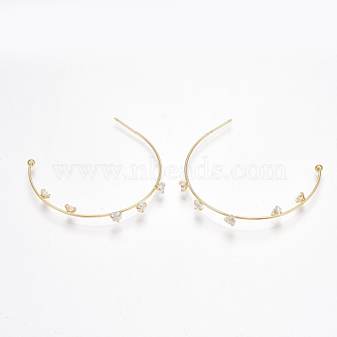 Brass Cubic Zirconia Stud Earrings(X-KK-S350-062G)-2