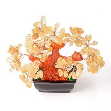 Natural Yellow Quartz Chips Money Tree Bonsai Display Decorations(DJEW-B007-08C)-3