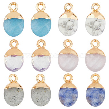 Golden Oval Mixed Stone Charms