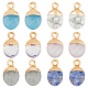 12Pcs 6 Styles Electroplated Natural & Synthetic Mixed Gemstone Faceted Oval Charms(G-FH0002-15)-1