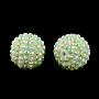 AB-Color Resin Rhinestone Round Beads, with Acrylic Beads Inside, Green Yellow, 20mm, Hole: 2~2.5mm