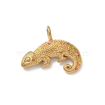 304 Stainless Steel Pendants, with Enamel, Lizard, Golden, 19x22x6mm, Hole: 4mm(STAS-H243-02G)