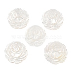Natural White Shell Carved Pendants, Flower Charms, Seashell Color, 21x21x2mm, Hole: 1mm(SSHEL-B006-02)