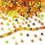 500Pcs Cube Glass Beads, Faceted, Mixed Styles , Orange, 4x4x4mm, 500pcs/set(GLAA-YWC0005-01D)