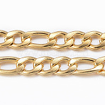 3.28 Feet Ion Plating(IP) 304 Stainless Steel Figaro Chains, Unwelded,, Real 18K Gold Plated, 5.5~8x4x1mm(X-CHS-H009-32G)