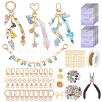 DIY Keychain Making Kits, Including 304 Stainless Steel Paperclip Chains, Iron Ends, Alloy Swivel Clasps & Lobster Claw Clasps, Alloy Enamel Charms, Mixed Color, 5.5x2.5x0.5mm(DIY-OC0014-85)