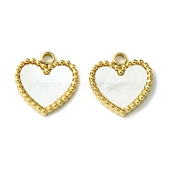 Ion Plating(IP) 304 Stainless Steel Pave Shell Heart Charms, Real 14K Gold Plated, 12.5x12x2.5mm, Hole: 1.6mm(FIND-Z028-04G)