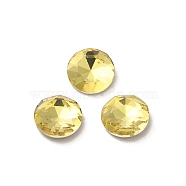 Glass Rhinestone Cabochons, Point Back & Back Plated, Faceted, Flat Round, Citrine, 8x3mm(RGLA-P037-10B-D226)