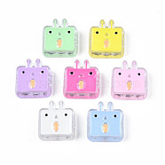 Transparent Acrylic Beads, with Enamel, Rabbit, Mixed Color, 24x22x8mm, Hole: 3mm(ACRC-S039-10)