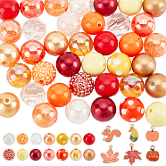 Elite DIY Thanksgiving Day Jewelry Making Finding Kit, Including Imitation Pearl & Bubblegum Acrylic Beads, Leaf & Pumpkin & Corn & Squirrel Zinc Alloy Enamel Pendants, Mixed Color, 56Pcs/box(DIY-PH0013-94)