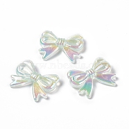 Opaque Acrylic Beads, with Glitter Powder, AB Color, Bowknot, Light Green, 22.5x29x6mm, Hole: 2mm(OACR-C009-03A)