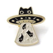 Black Cat Enamel Pins, Alloy Brooch for Backpack Clothes, Spaceship, 28.5x28x1.5mm(JEWB-P031-C02)