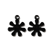 Spray Painted 201 Stainless Steel Charms, Flower Charm, Black, 11.5x9x0.5mm, Hole: 1mm(STAS-I672-10A)