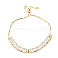 Adjustable Brass Micro Pave Cubic Zirconia Tennis Bracelets, Long-Lasting Plated Slider Bracelets for Women, Real 18K Gold Plated, Inner Diameter: 1-1/8~2-7/8 inch(2.7~7.4cm)(BJEW-F416-03G)