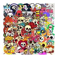 Halloween Themed Waterproof PVC Sticker Labels, Skull Self-adhesive Decals, for Suitcase, Skateboard, Refrigerator, Helmet, Mobile Phone Shell, Colorful, 30~60mm, 46pcs/set(HAWE-PW0001-049)